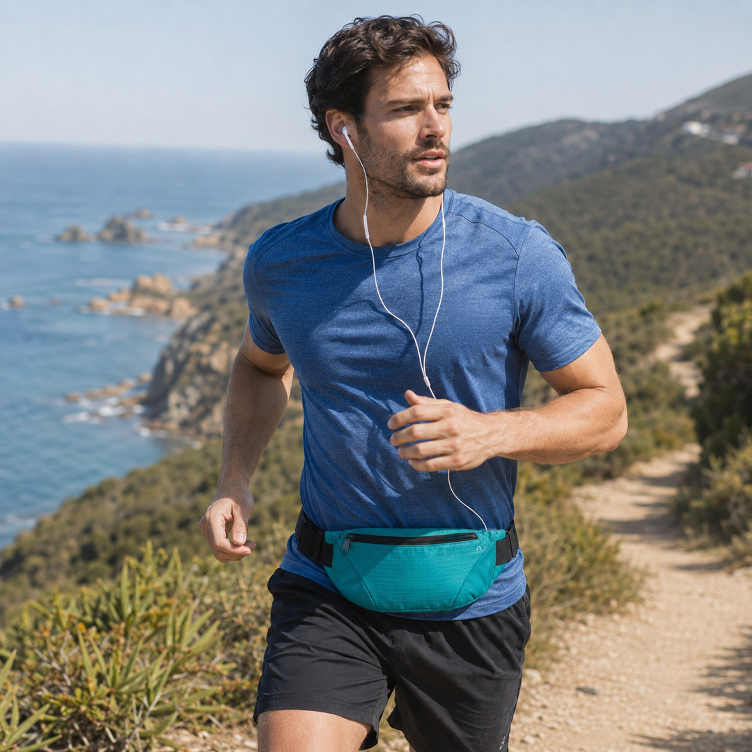 Wasserdichte Sport-Bauchtasche unisex zum Laufen & Reisen. Platz für Handy, Schlüssel & Essentials.