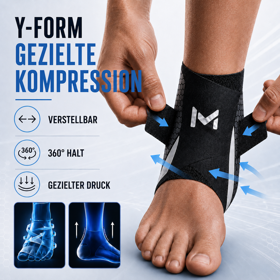 Knöchelschutz Bandage, verhindert Verletzungen bei Sport & Bewegung.