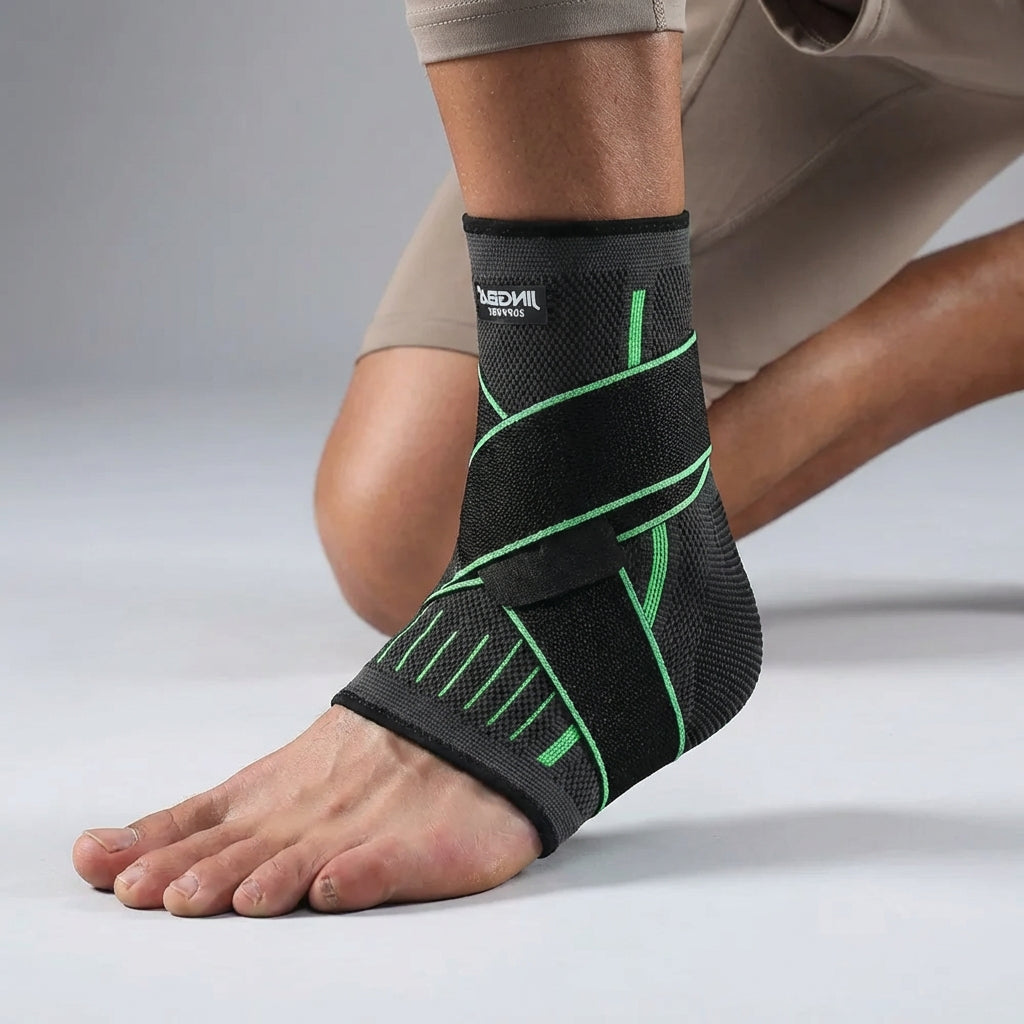 Verstellbare, atmungsaktive Unisex Knöchelbandage für Kompression & Gelenkstütze im Alltag & Sport.