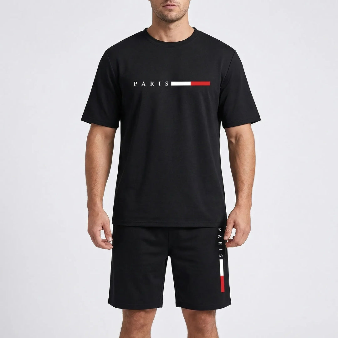 Stylischer Herren Kurzarm-Trainingsanzug in Blau; vielseitig für Sport, Jogging & Freizeit.