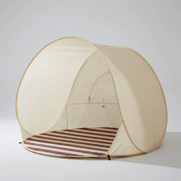 Leichtes Khaki Pop-up Strandzelt für schnellen Aufbau. Perfekter Sonnenschutz für die Familie.