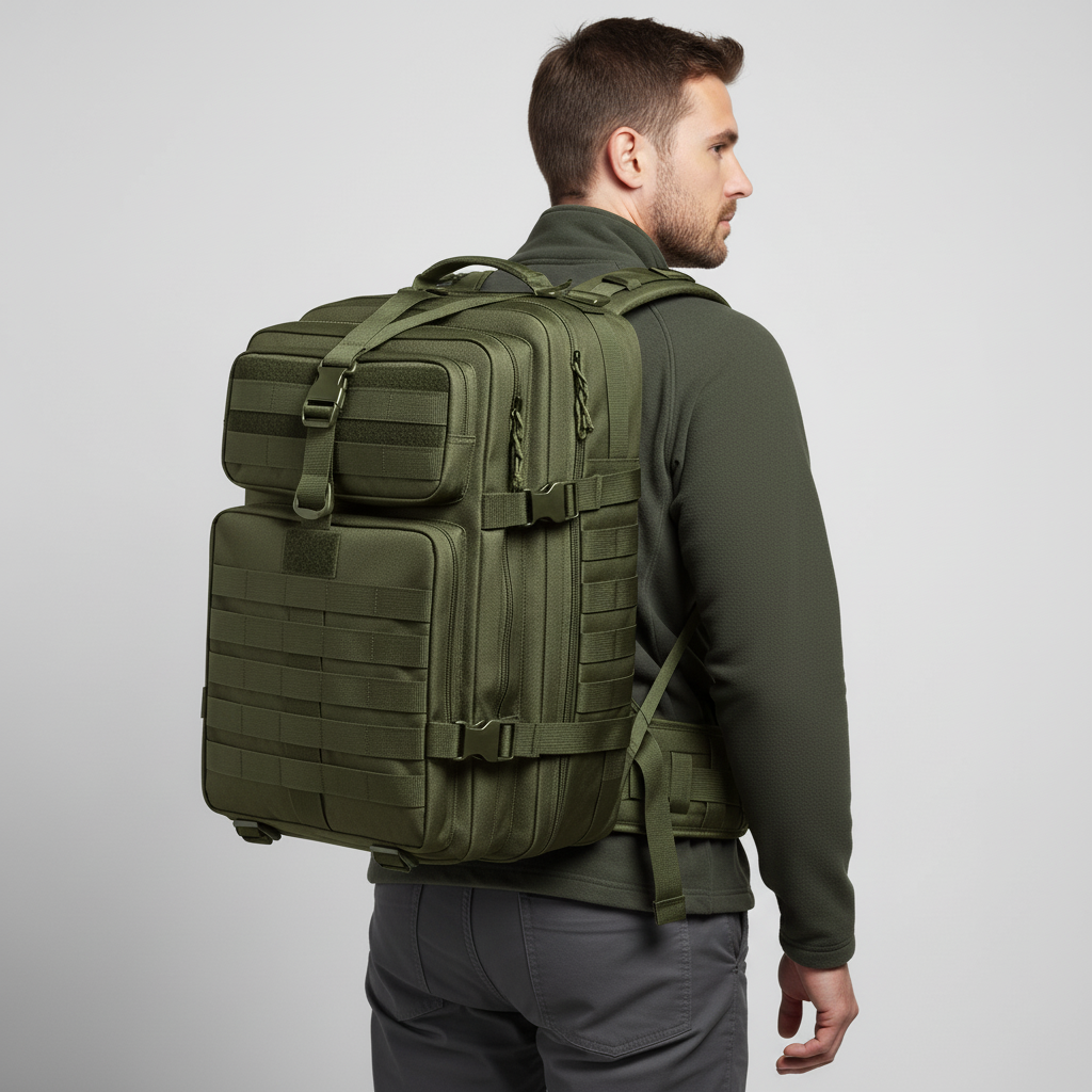 Robuster 50L Trekkingrucksack für Herren und Damen, mit viel Stauraum und Molle System.