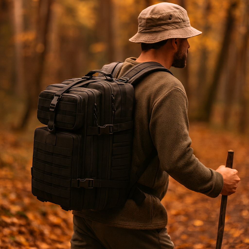 Unisex 50L Rucksack, strapazierfähig und funktional, optimal für Outdoor-Sport und Survival.
