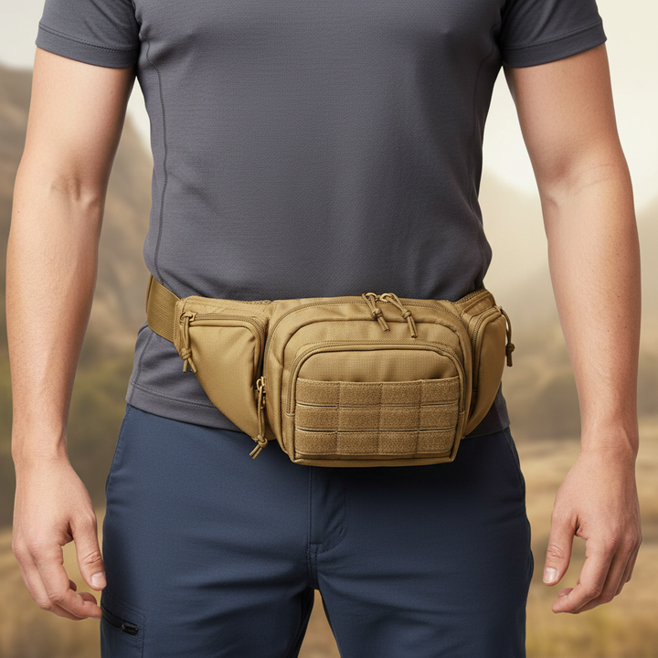 Unisex wasserdichte taktische Gürteltasche, ideal für Outdoor & Reise, mit Molle-System und vielen Fächern.