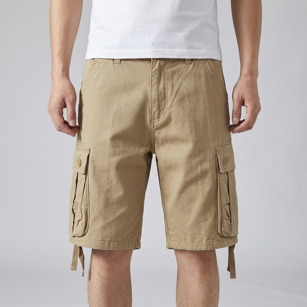 Robuste Herren Cargo-Shorts, knielang, perfekt für Outdoor-Abenteuer & Wandern. Atmungsaktiv & bequem.