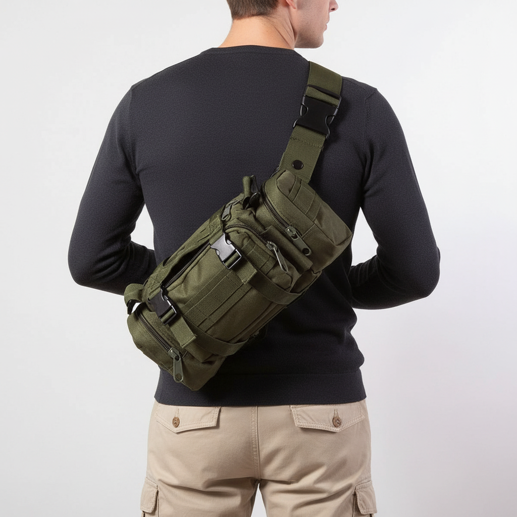 Taktische Reisetasche, als Hüfttasche oder Slingtasche tragbar, unisex.