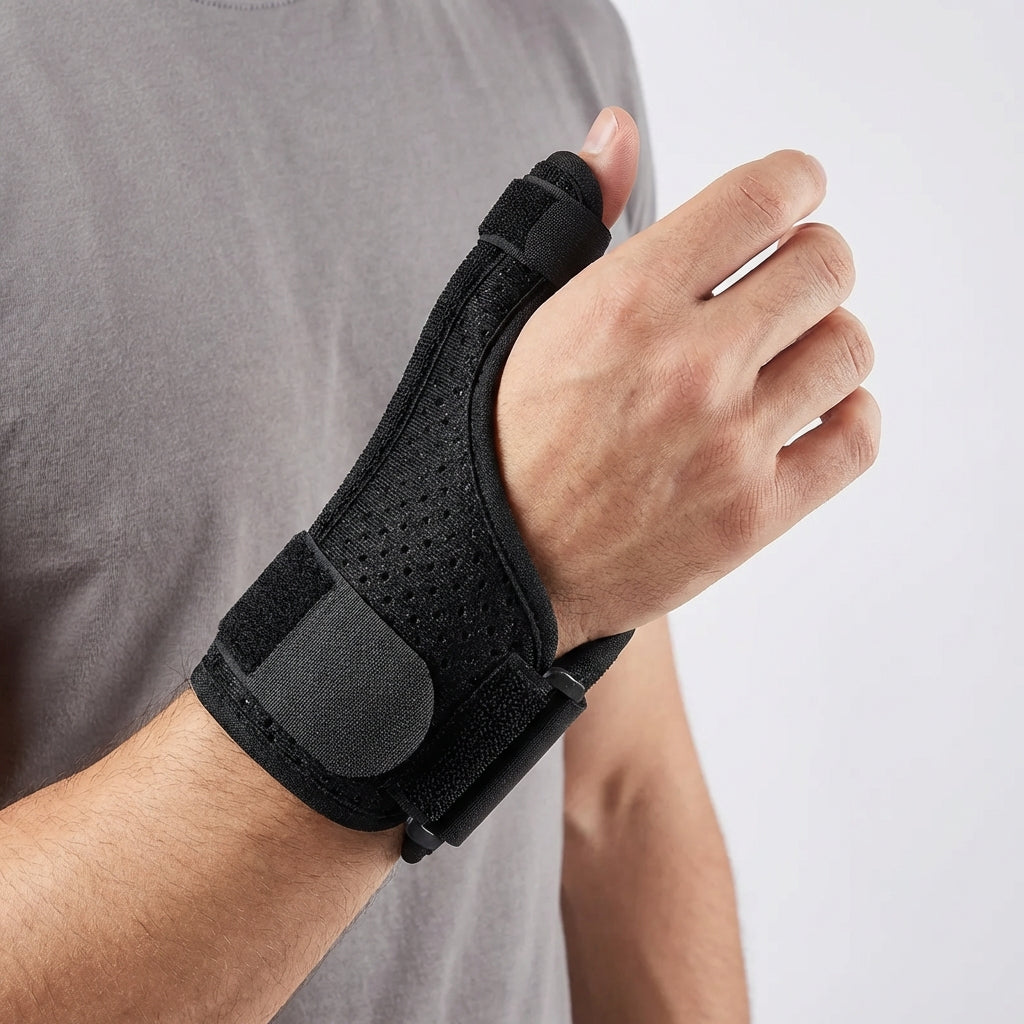 Ergonomische Daumenstütze verstellbar, ideal für Karpaltunnelsyndrom, Sehnenscheidenentzündung & Sportverletzungen.