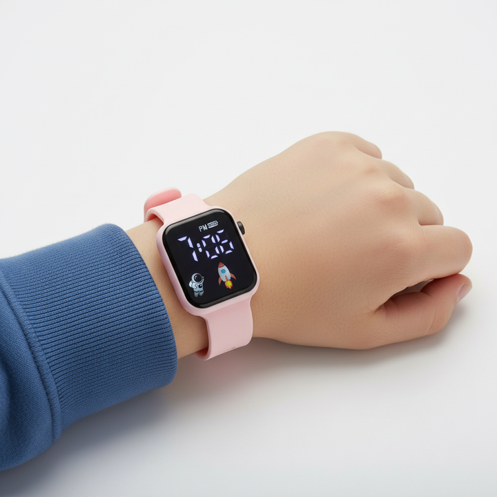 Robuste Kinder Digitaluhr mit Touchscreen, ideale Geschenkidee für junge Schüler.