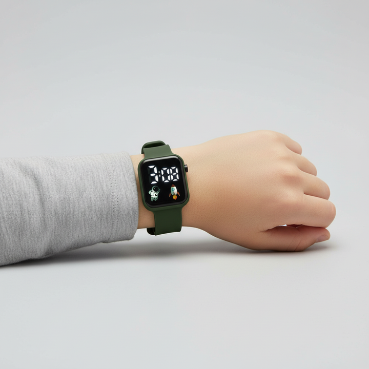 Kinder Smartwatch mit Astronauten-Zifferblatt; intuitive Touchscreen-Bedienung.