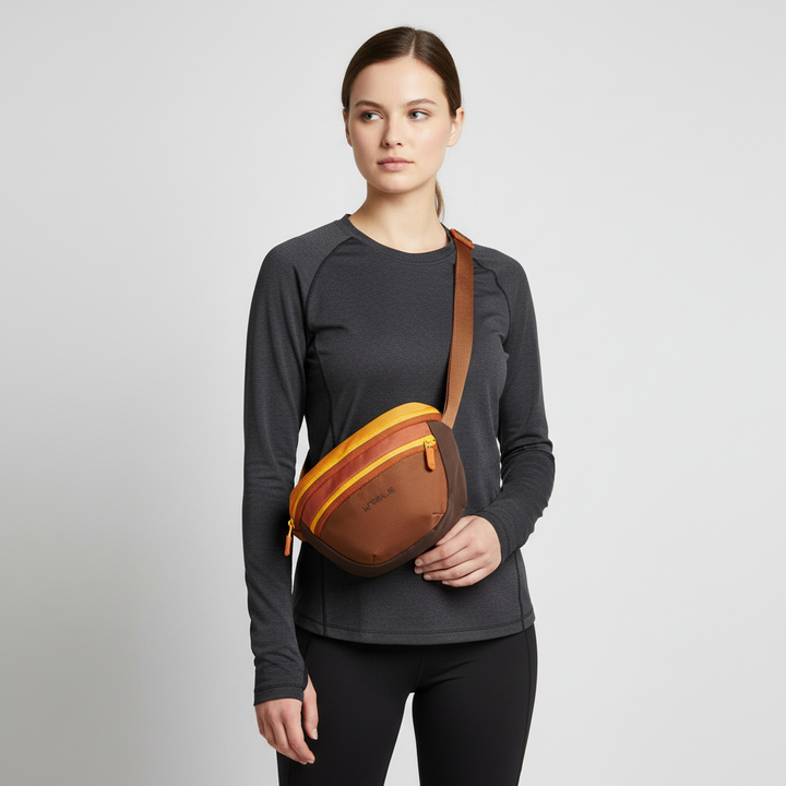 Moderne wasserabweisende Hüfttasche, schwarz, für Sport, Reisen & Outdoor-Aktivitäten.