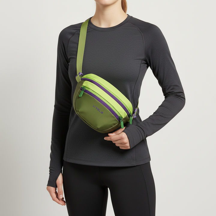 Unisex wasserabweisende Slingtasche mit mehreren Fächern für Handy & Wertsachen.