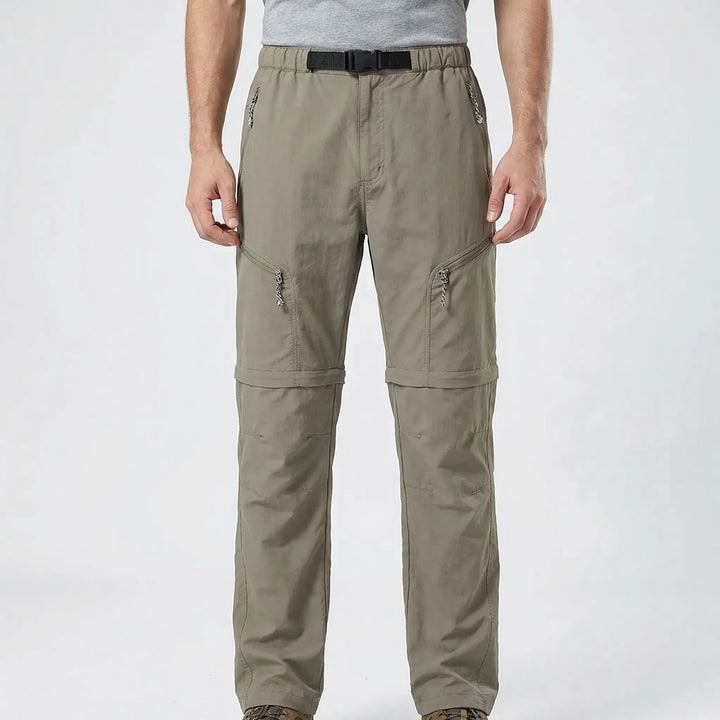 Abzippbare Outdoor-Hose für Herren, Grau. Bequem für Camping, Wandern und andere Abenteuer.