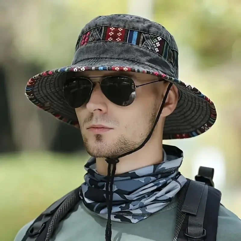 Modischer Bucket-Hat mit breiter Krempe in Khaki. Unisex Sonnenhut mit UV-Schutz, perfekt für Outdoor-Abenteuer & Reise.