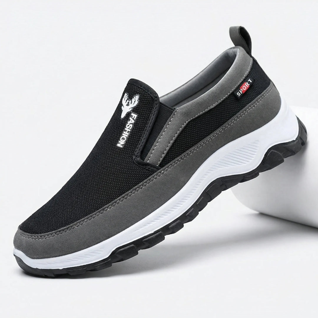 Moderner Herren Slip-On Wandersneaker. Einfaches Anziehen, ideal als bequemer Freizeitschuh & Reiseschuh.