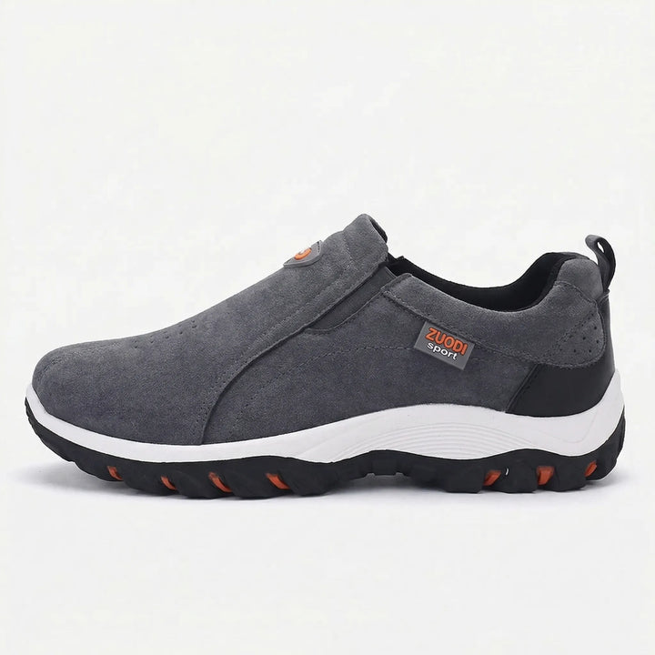 Damen Slip-On Freizeitschuh in Grau, atmungsaktiv & leicht für jeden Tag.