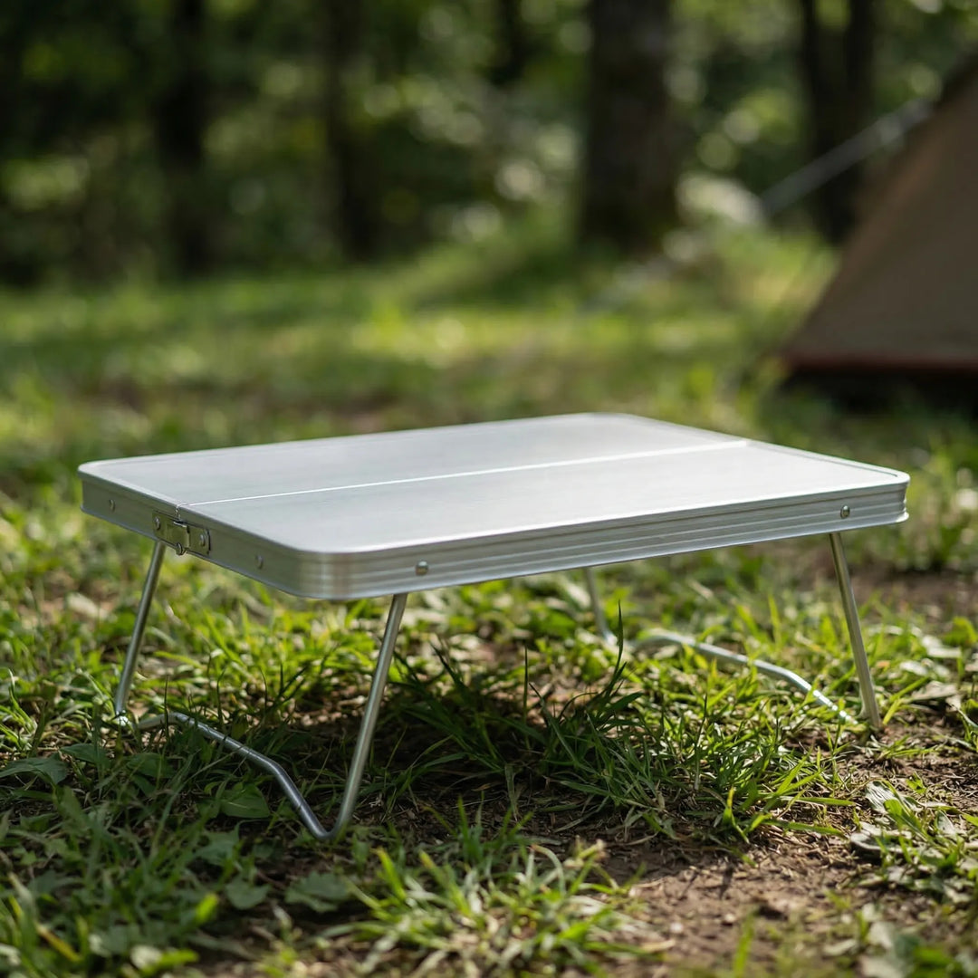 Ultraleichter faltbarer Mini-Campingtisch aus Edelstahl für Outdoor, Picknick & Reisen.