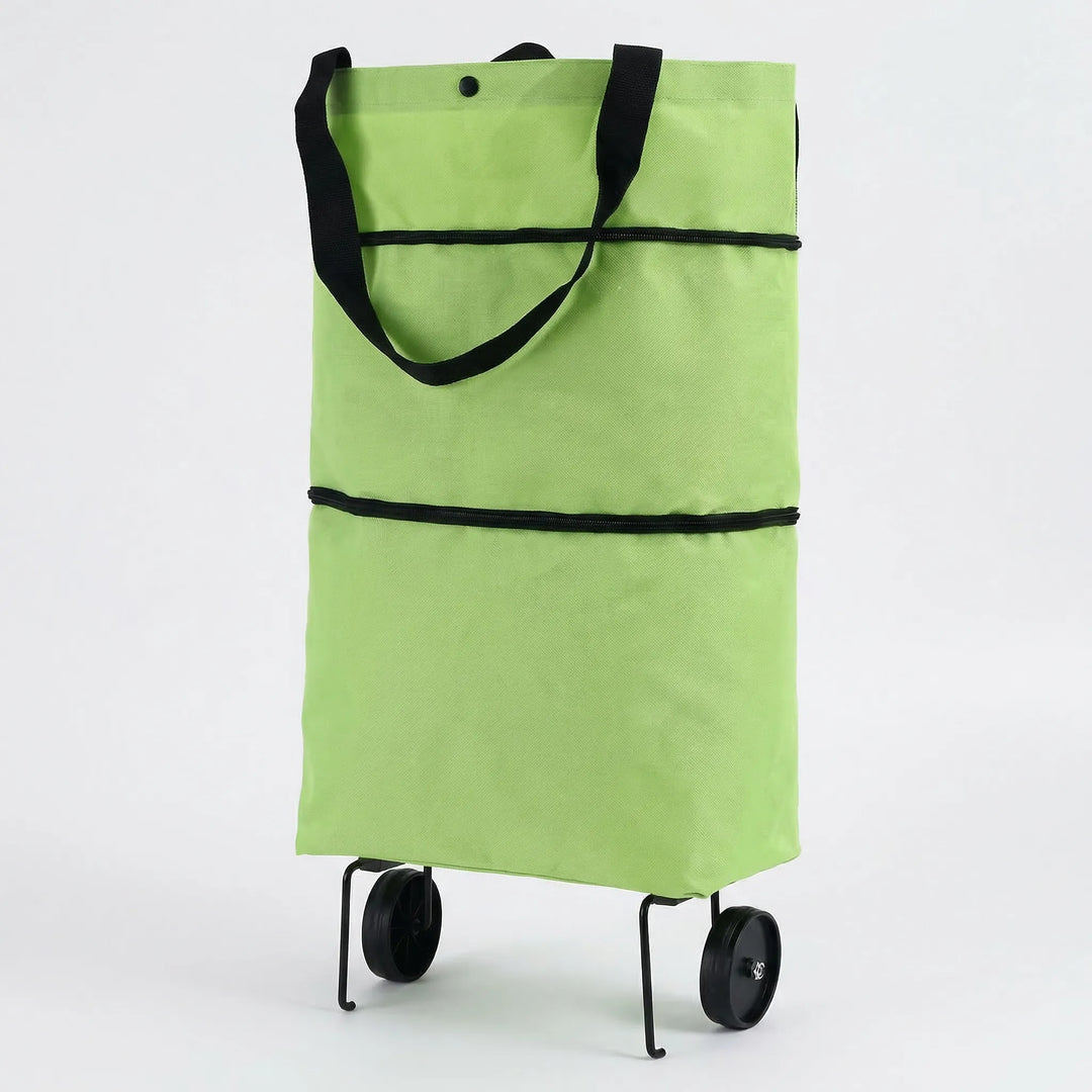Praktischer Einkaufstrolley mit Rollen, perfekt für den Wochenmarkt und größere Einkäufe.