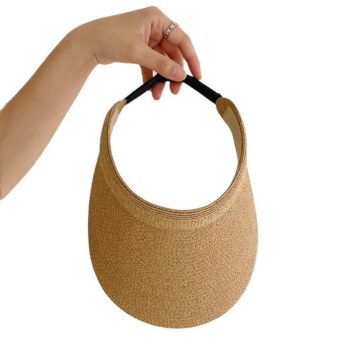 Faltbares Damen-Sonnenvisier aus Bambusfaser, eleganter Kopfschutz für Outdoor & Sommerreise.