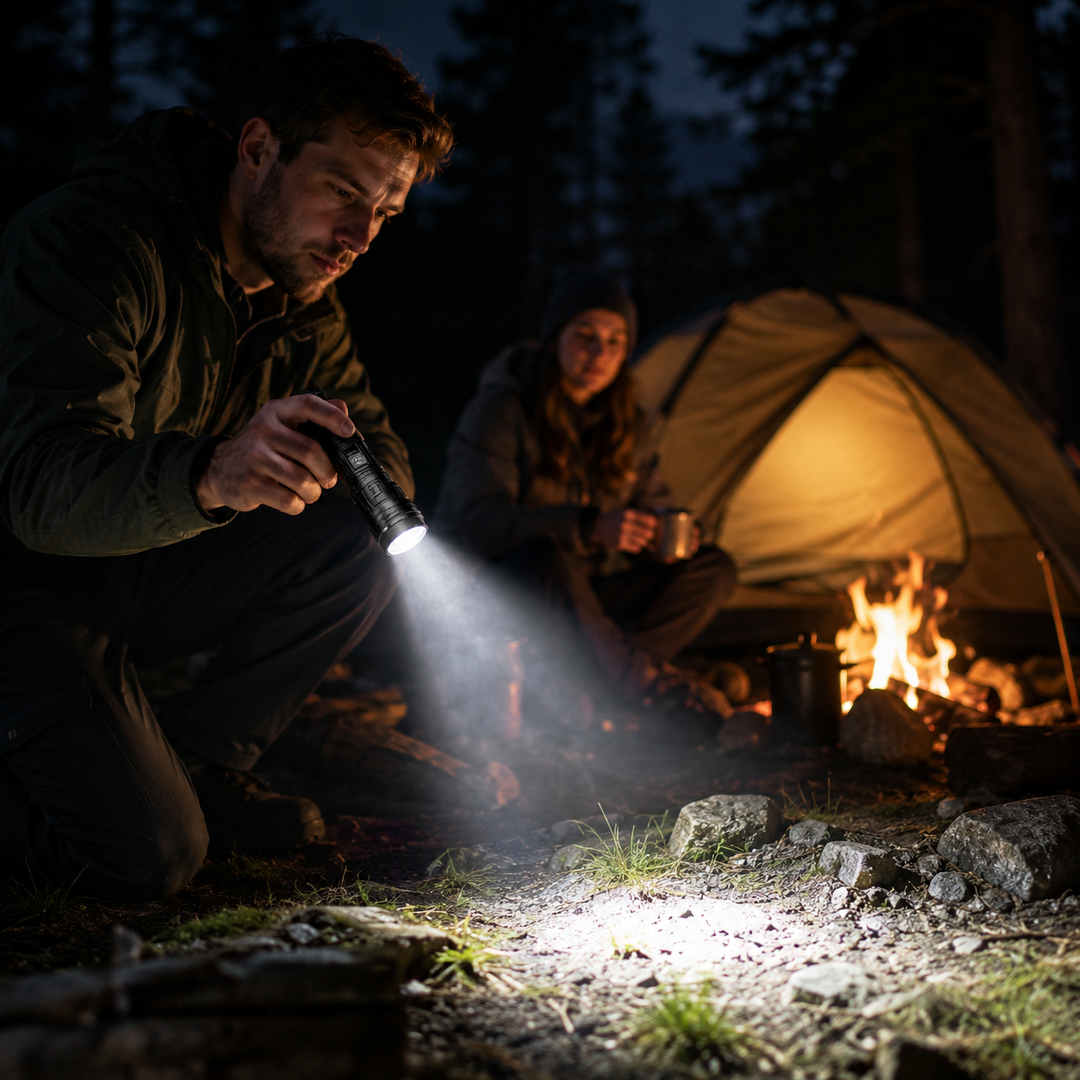Helle Outdoor-Taschenlampe LED, wiederaufladbar, mit Zoomfunktion für flexible Beleuchtung.