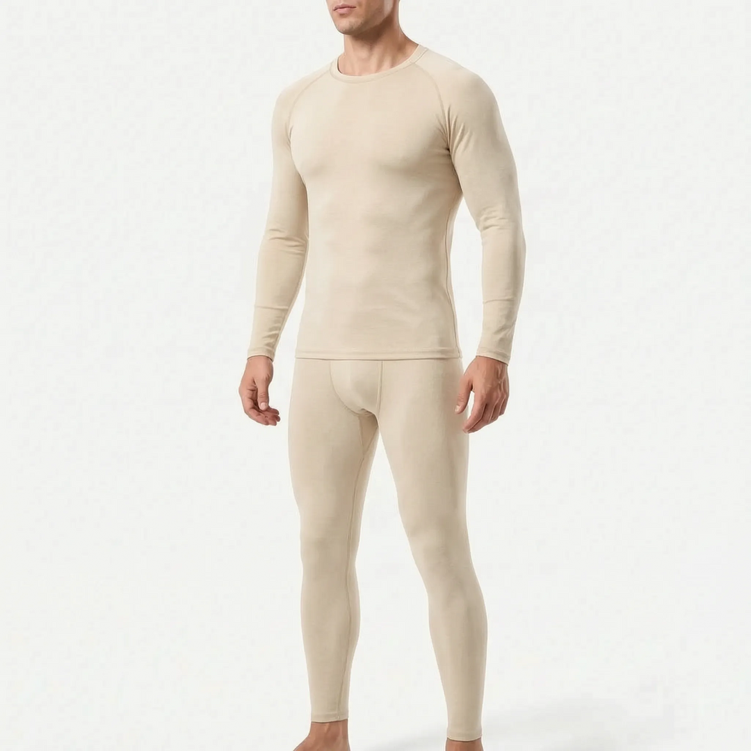 Herren Aktivbekleidung Thermounterwäsche Set. Eng anliegende Funktionswäsche für Wintersport & extremen Kälteschutz.
