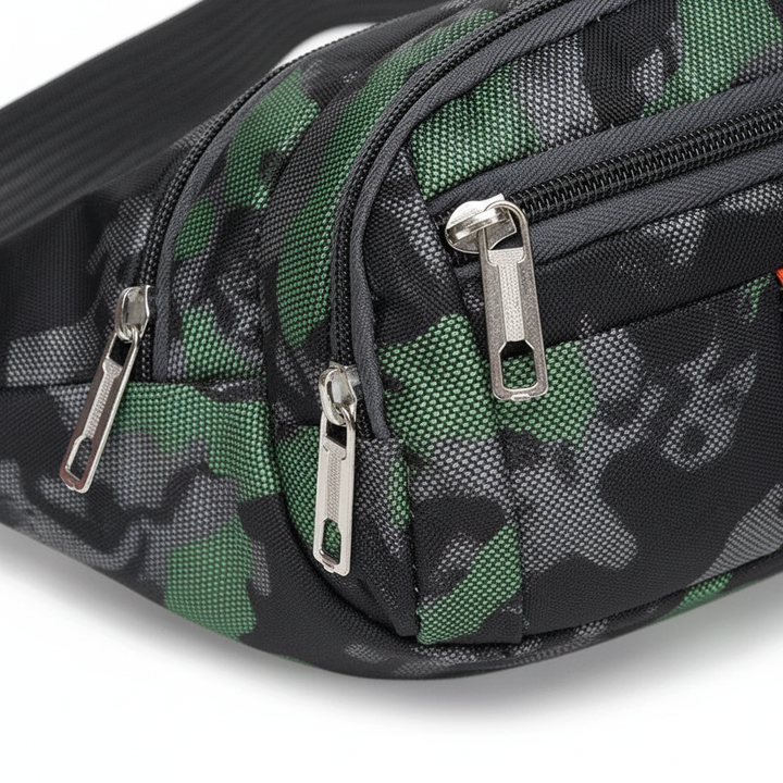 Praktische Unisex Gürteltasche, bequem um die Taille oder crossbody tragbar, aus Oxford-Nylon.