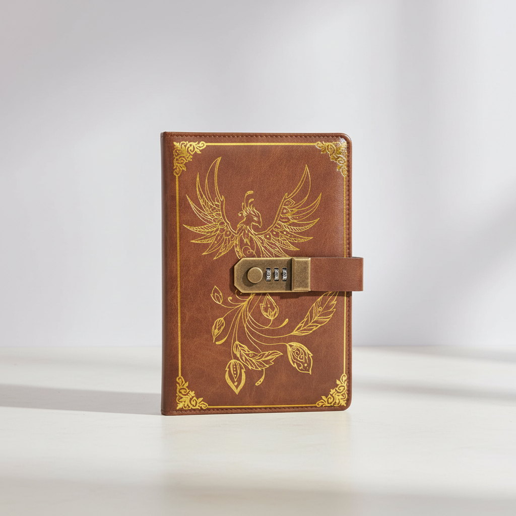 A5 Notizbuch mit Zahlenschloss, PU-Leder, schützt Ihre persönlichen Gedanken & Journal-Einträge.