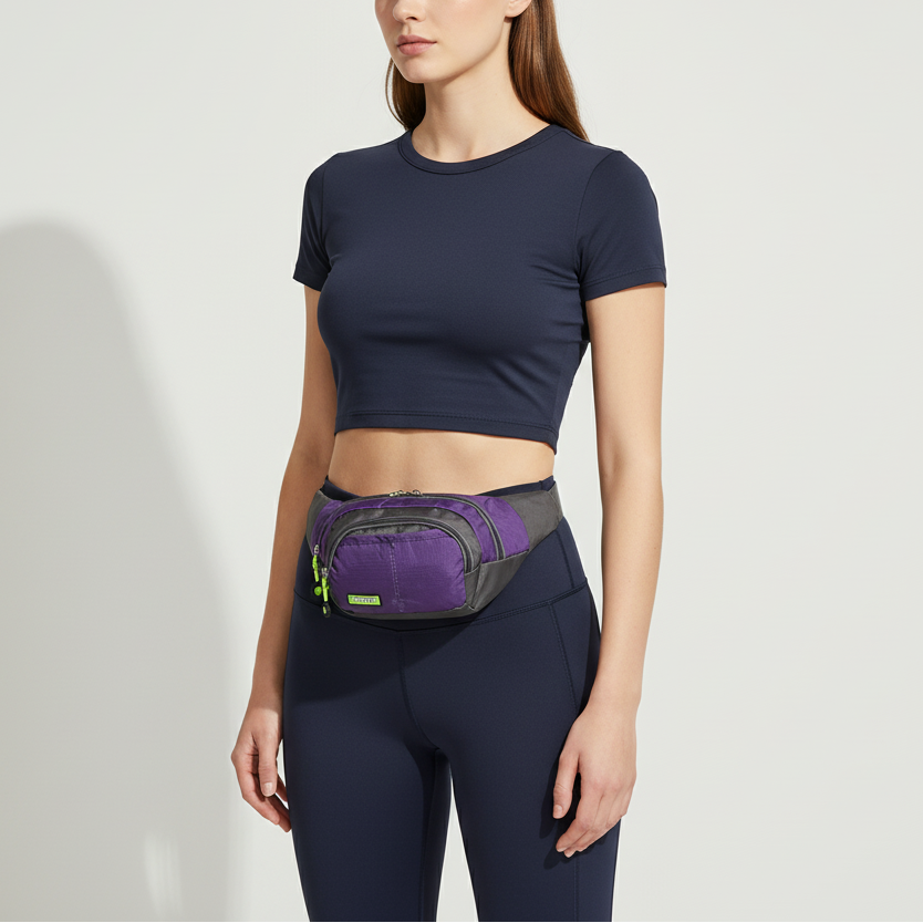 Ideale Reise-Hüfttasche aus wasserdichtem Nylon, hält Essentials sicher und trocken unterwegs.