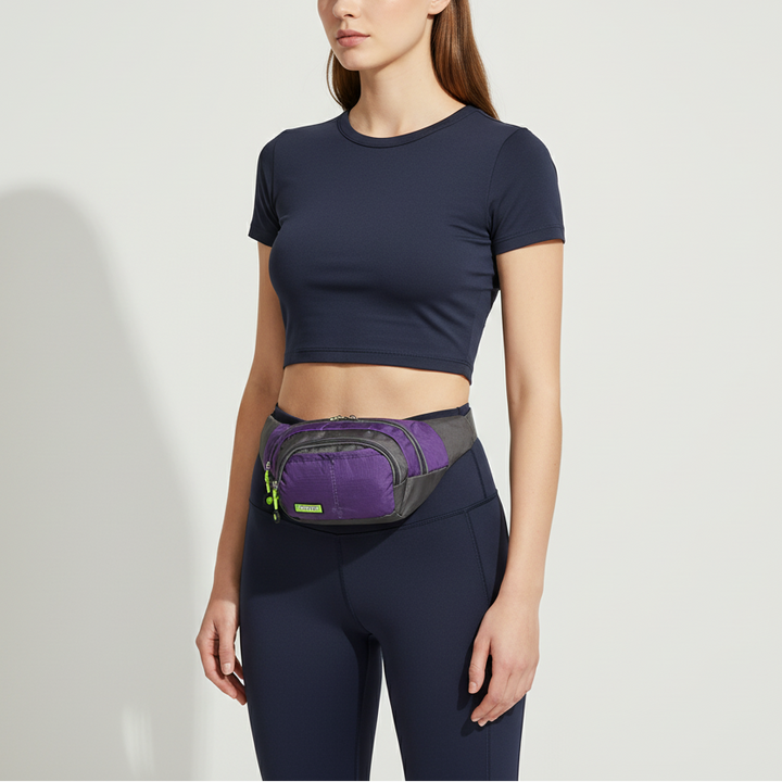 Ideale Reise-Hüfttasche aus wasserdichtem Nylon, hält Essentials sicher und trocken unterwegs.