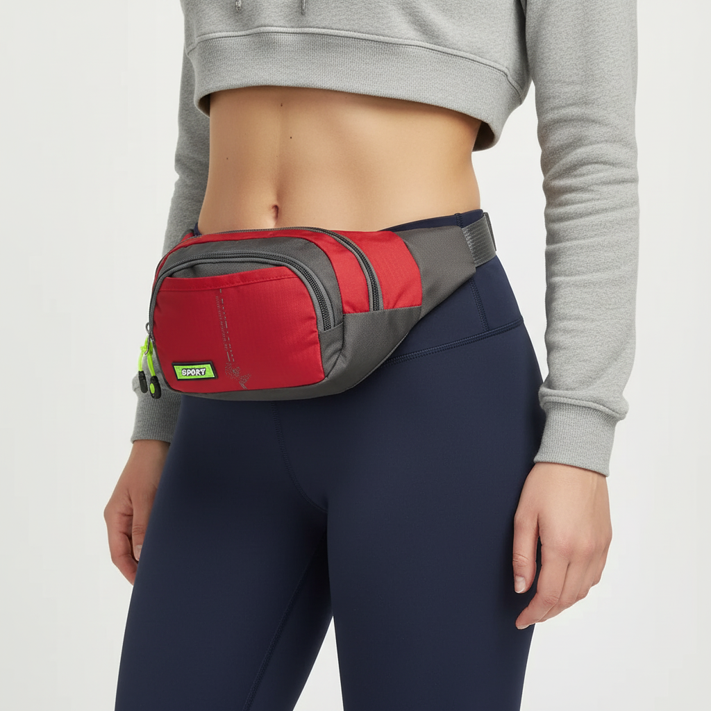 Robuste wasserdichte Nylon-Bauchtasche, perfekt für Outdoor-Abenteuer & organisierte Reise.