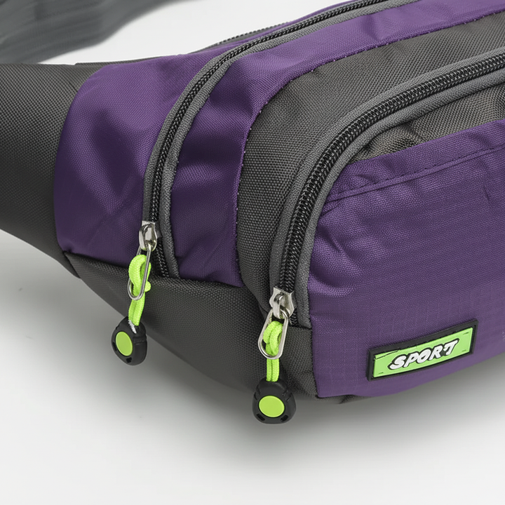 Kompakte wasserdichte Hüfttasche aus Nylon für unterwegs, unisex, leicht und bequem zu tragen.