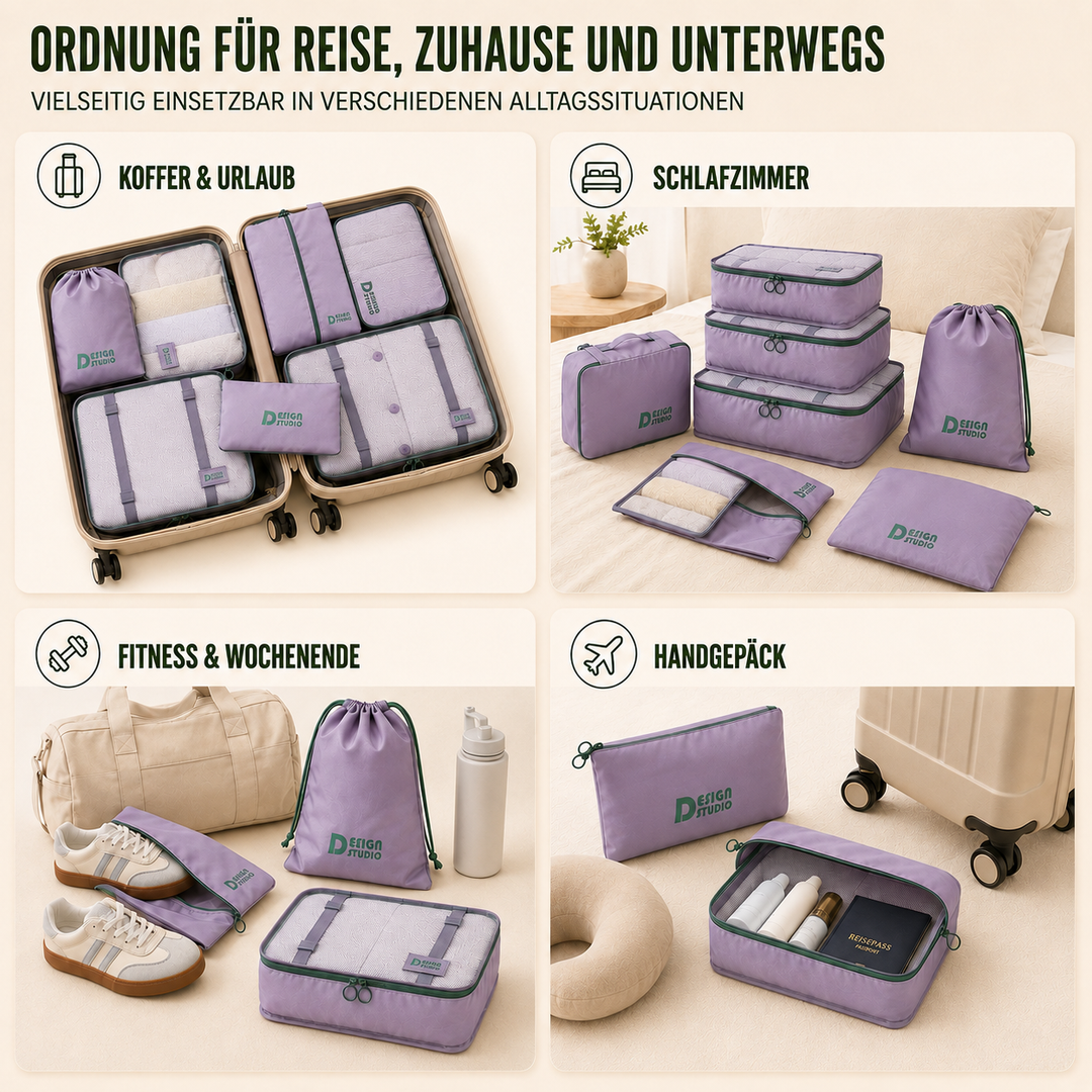Kofferzubehör: 7-teiliges Reise-Organizer-Set für kompaktes und übersichtliches Verstauen Ihrer Sachen.