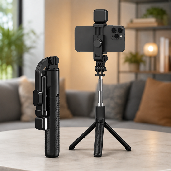 Universeller ausziehbarer Selfie-Stick Stativ, ideal für Smartphones und kompakte Kameras. Kompakt & leicht.