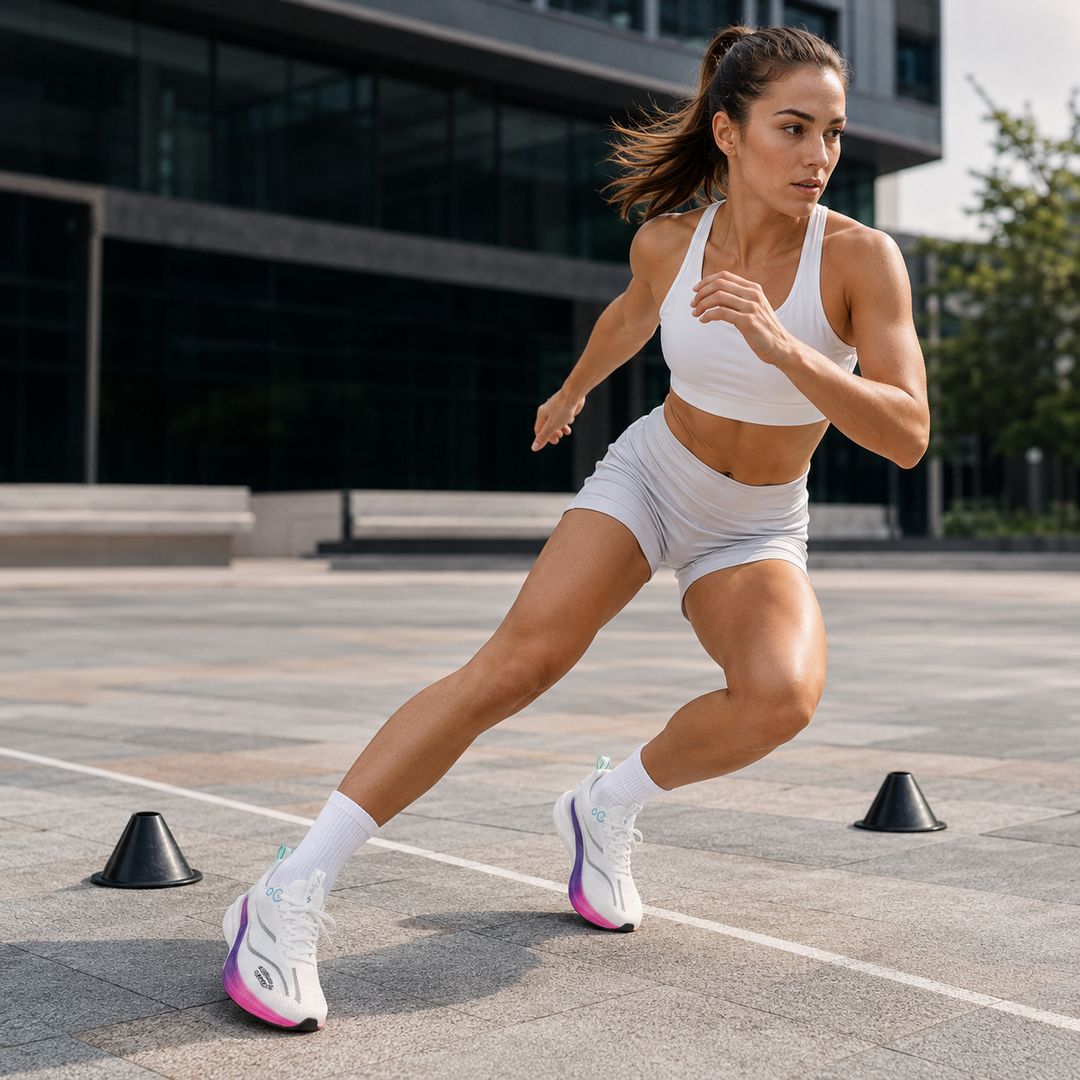 Veloxor Carbon Laufschuh für Herren, ideal für Straßenlauf und Langstrecke.