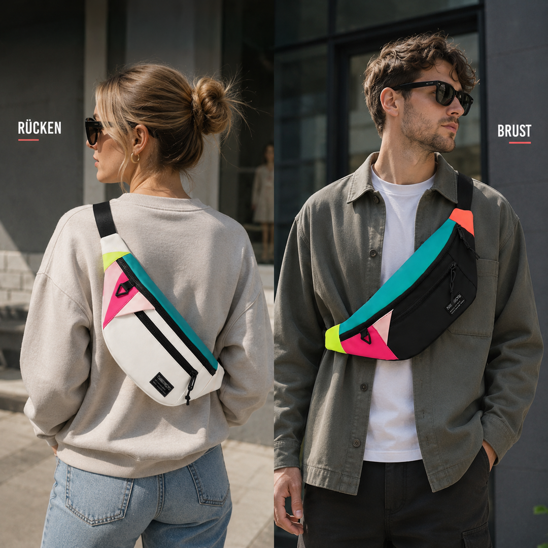 Unisex Crossbody-Tasche schwarz aus strapazierfähigem Nylon, ideal für den urbanen Lifestyle.