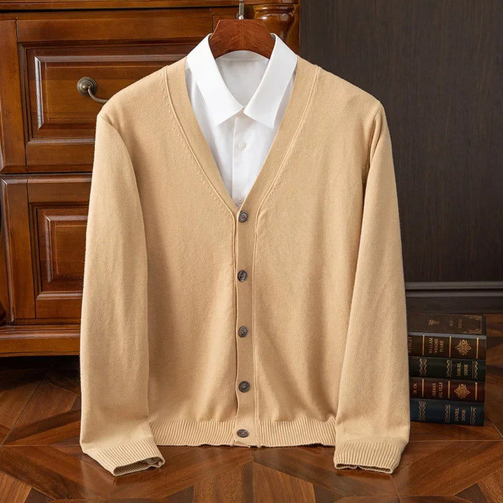 Eleganter Damen V-Ausschnitt Cardigan, offen oder geschlossen tragbar.