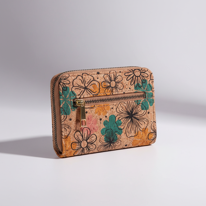 Leere Vintage Kompakt-Geldbörse mit Reißverschluss, Innendesign und Fächer zeigend, Unisex.