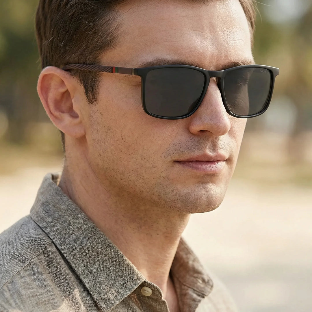 Unisex Polarisierte Rechteck-Sonnenbrille mit UV400 Schutz und Blendschutz. Ideal für Sommer & Outdoor.