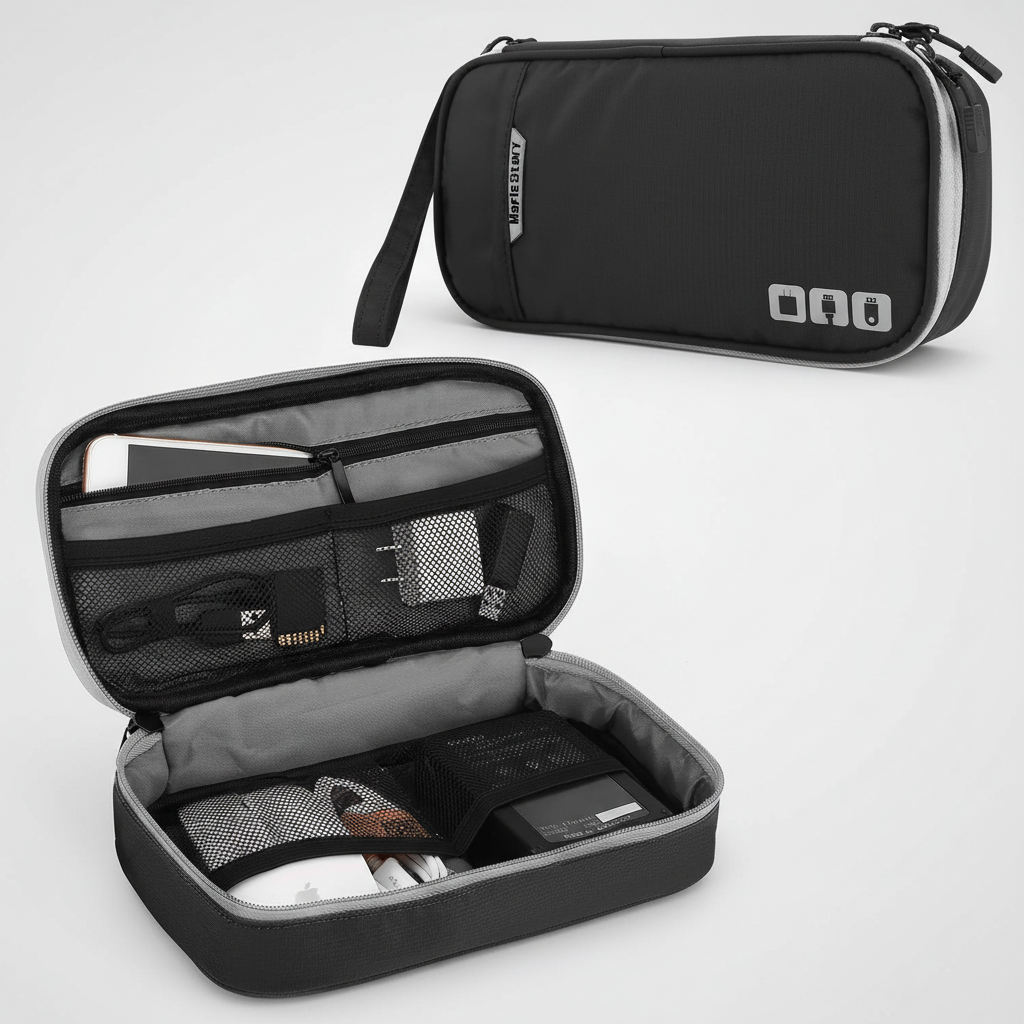 Robuster Reise-Organizer, perfekt als Kabeltasche. Hält alle Technik-Accessoires geordnet & griffbereit.