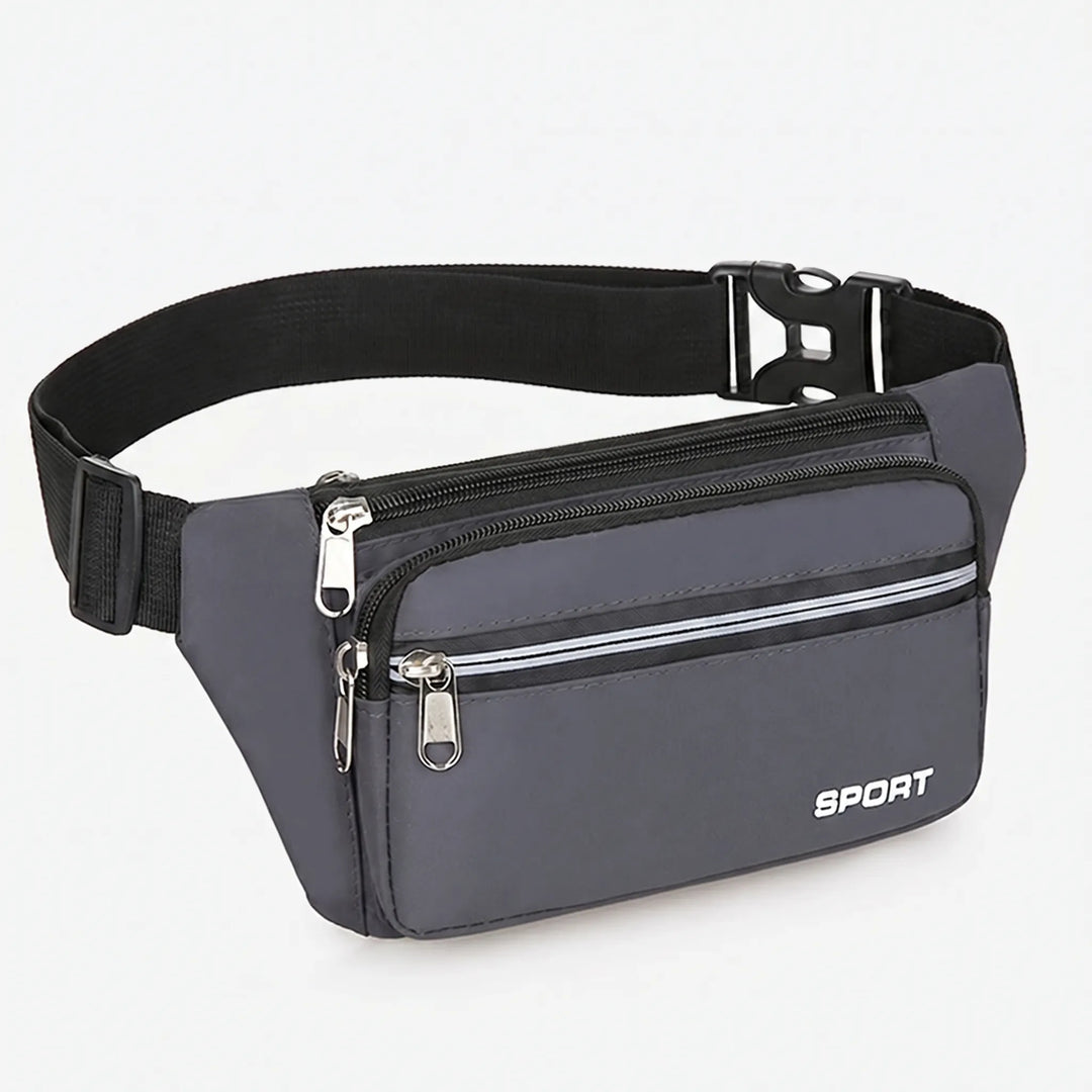 Vielseitige Unisex Gürteltasche mit Reißverschlussfächern, perfekt für Alltag, Reisen & Sport. Verstellbar.