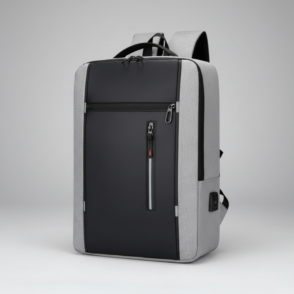 Stilvoller Laptoprucksack, unisex, wasserdicht, aus strapazierfähigem Material, für modernes Business.