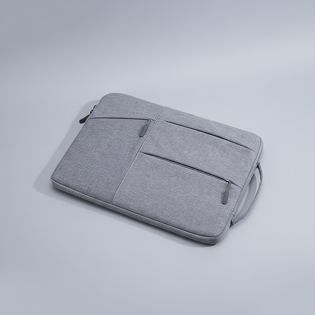 Kompakte, wasserdichte Laptop-Tasche mit extra Platz für Zubehör, ideal für unterwegs.