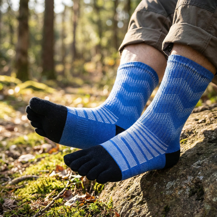 Herren Zehensocken, thermisch und gepolstert für Outdoor-Sport. Ideal für Wandern und Skifahren im Winter.