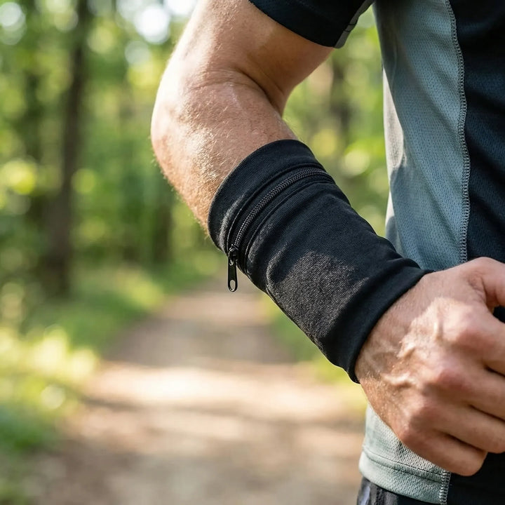 Unisex Sporthandgelenktasche mit Reißverschluss, ideal für Schlüssel & Geld beim Laufen & Fitness.
