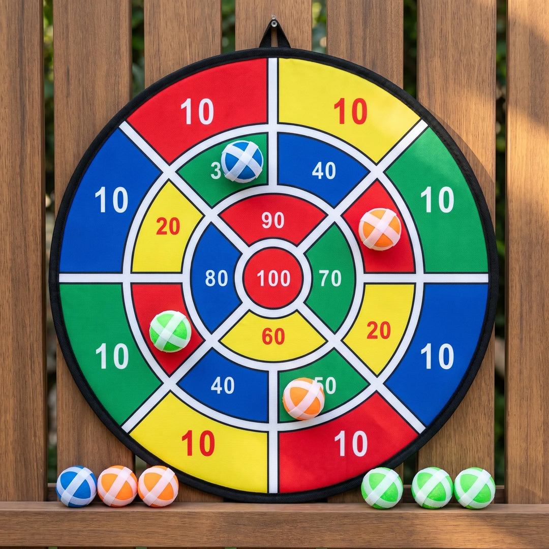 Klettverschluss-Zielscheibe, faltbar, für Kinder & Familie. Ideal für drinnen & draußen. Familienspiel & Wurfspiel.