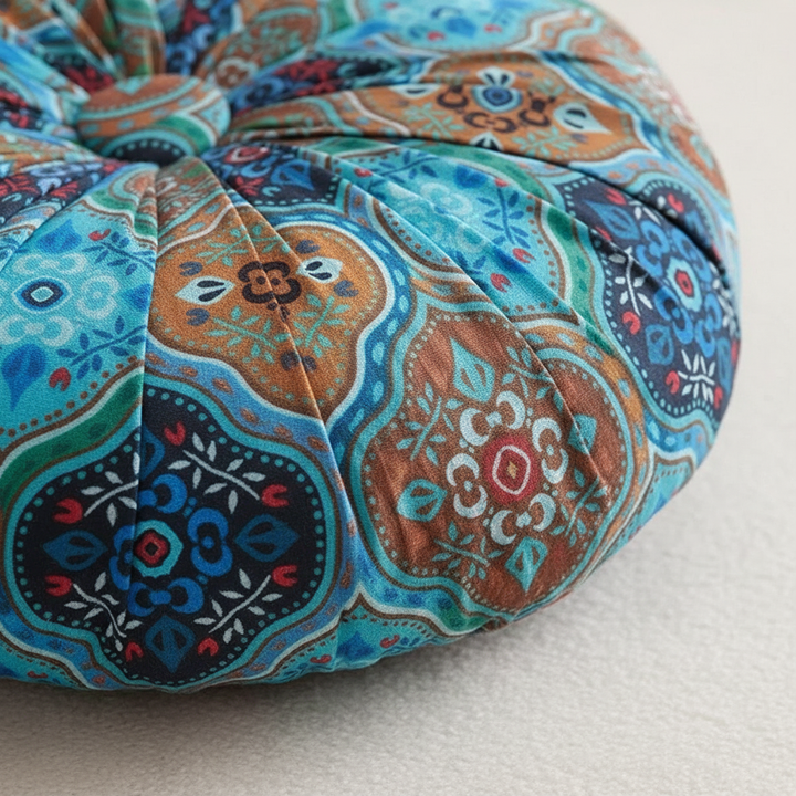 Weiches, gemütliches Polyester-Rundkissen. Perfektes Boden- & Meditationskissen für Entspannung.