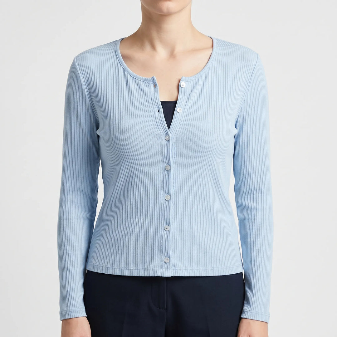 Gemütlicher Damen Langarm-Cardigan, gerippt, leicht. Ideal für Freizeit und Layering.