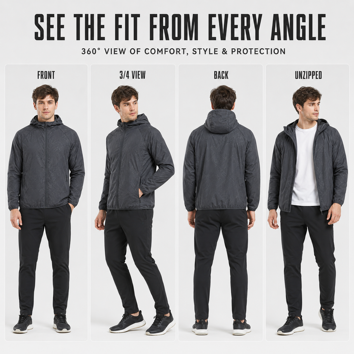 Kapuzen-Windbreaker für Damen & Herren, leicht, wasserabweisend, ideal für Outdoor-Sport.