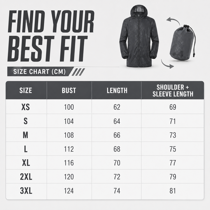 Funktionelle Sportjacke, unisex, leicht & packbar, ideal zum Laufen, Radfahren & Wandern.