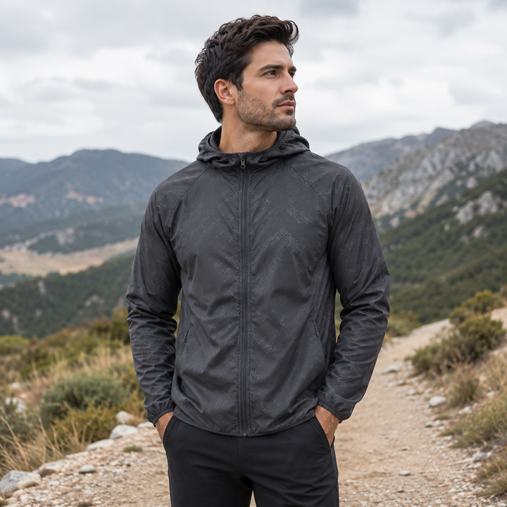 Unisex leichte Kapuzen-Windbreaker für Outdoor-Abenteuer; winddicht & wasserabweisend.