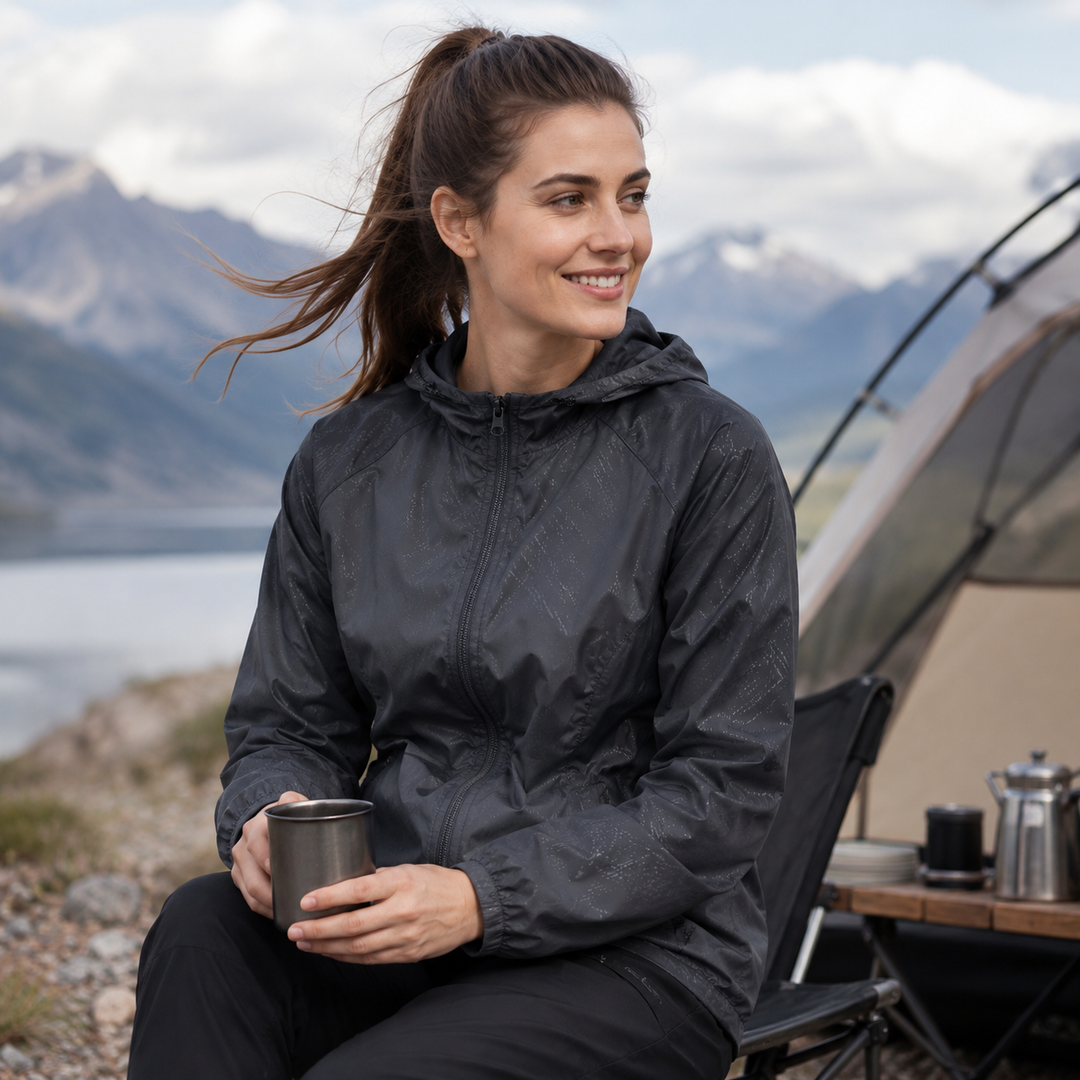 Windbreaker-Jacke, unisex, mit integrierter Kapuze, bietet optimalen Schutz vor Wind.